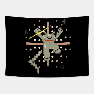 Cat Lightning Retro Gaming Ash Pink Tapestry