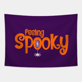 Feeling Spooky Design - Orange Text Tapestry