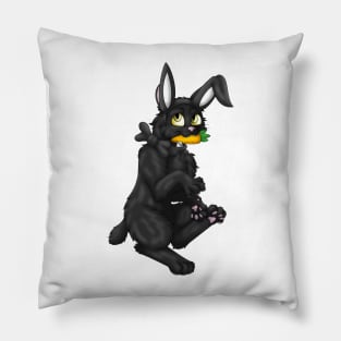 Bobtail BunnyCat: Black (Black) Pillow
