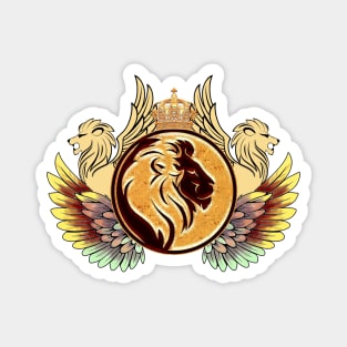 Wonderful lion head with wings and crown Magnet