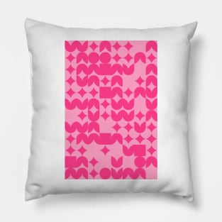 Girly Pinkish Geometric Pattern - Flowers & Stars #4 Pillow