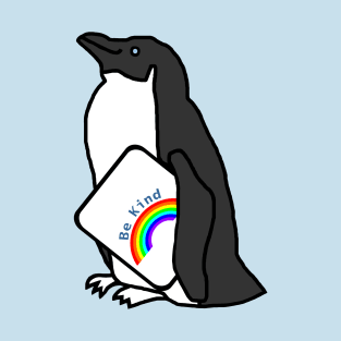 Cute Penguin Says Be Kind With a Rainbow T-Shirt