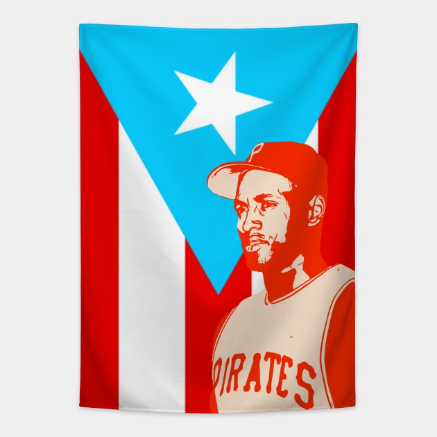 Puerto Rican Baseball Player | Roberto Clemente Tapestry by Art y Son con Tania