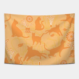 Kitties and Flowers Pumpkin Tapestry