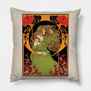 Art Deco Lady 2 (on cream) Pillow