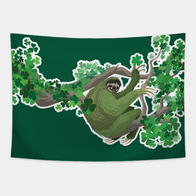 Shamrock Sloth Tapestry by Peppermint Narwhal