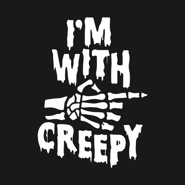 I'm With Creepy Skeleton Finger Black Goth Punk Halloween by Prolifictees