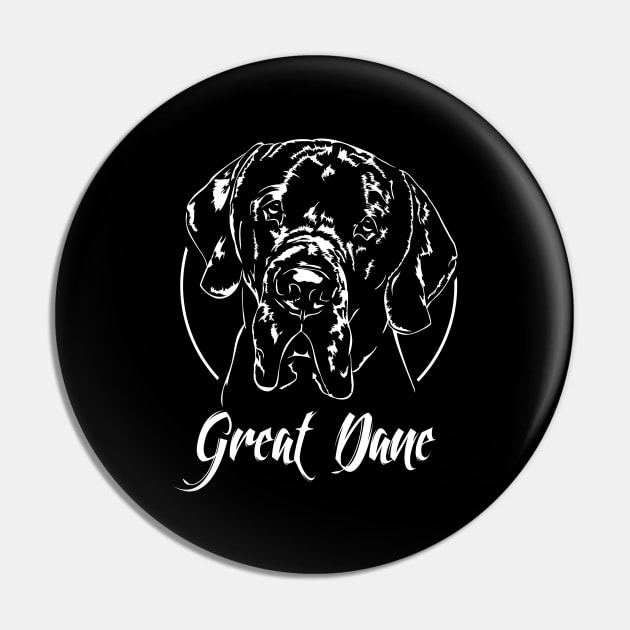 Funny Proud Great Dane dog portrait Pin by wilsigns