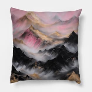 Pink and Gold Mountain Dreamscape Pillow