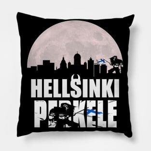 Helsinki Skyline at night Pillow