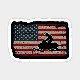 Snowmobile Usa Flag Snow Sled Patriotic Snowmobiling Magnet