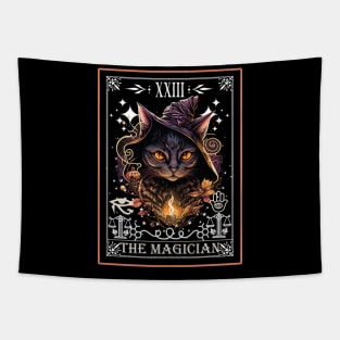 Tarot Card The Magician Mystical Black Cat Art Tapestry