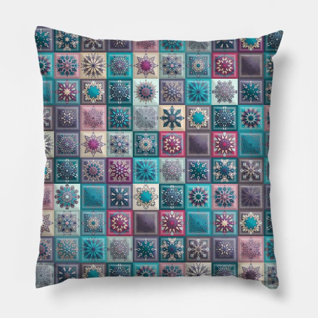 Vintage patchwork with floral mandala elements Pillow by SomberlainCimeries