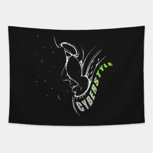 galaxy cyber astronaut themed graphic design Tapestry