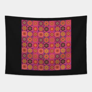 Patchwork of mandalas in red Tapestry