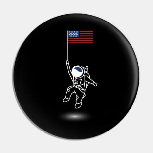 Astronaut and Stripes in Space: A Cosmic Celebration of Independence Day white design Pin