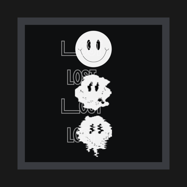 Black Lost distorted smiley face by aholic