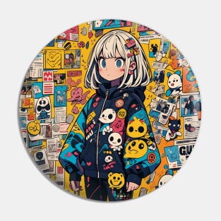 sticker girl Pin