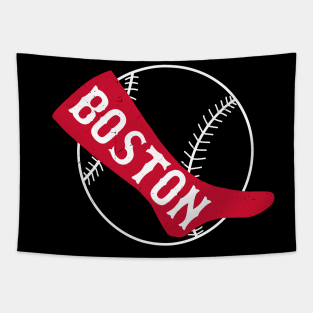 Aged Red Sox Design Tapestry