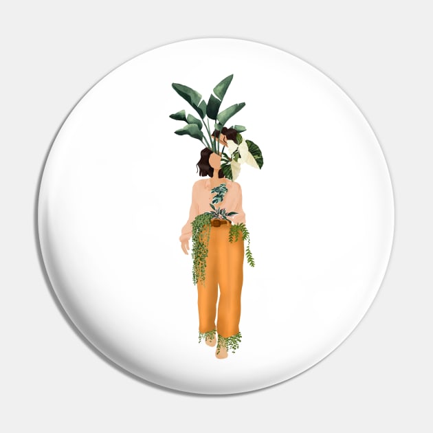 Modern Plant Lady 19 Pin by Gush Art Studio 1