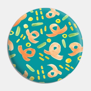 Turquoise and Orange Pattern Pin