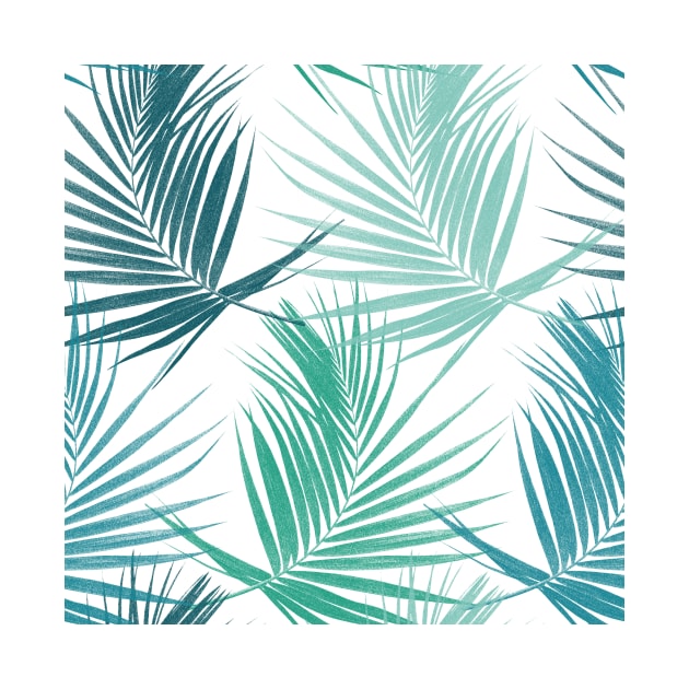 Green tropical palm leaves print. Exotic leaves summer composition. by likapix