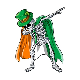 Dabbing Skeleton St Patricks Day Leprechaun Irish T-Shirt