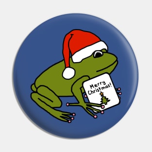 Cute Frog Says Merry Christmas Pin