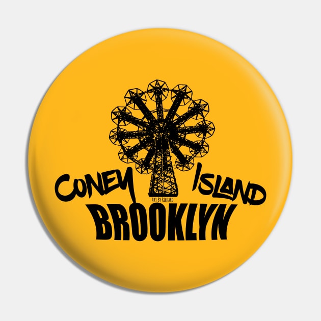 Coney Island Brooklyn Black ink Pin by Richardramirez82