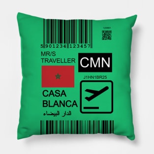 Casablanca Morocco travel ticket Pillow