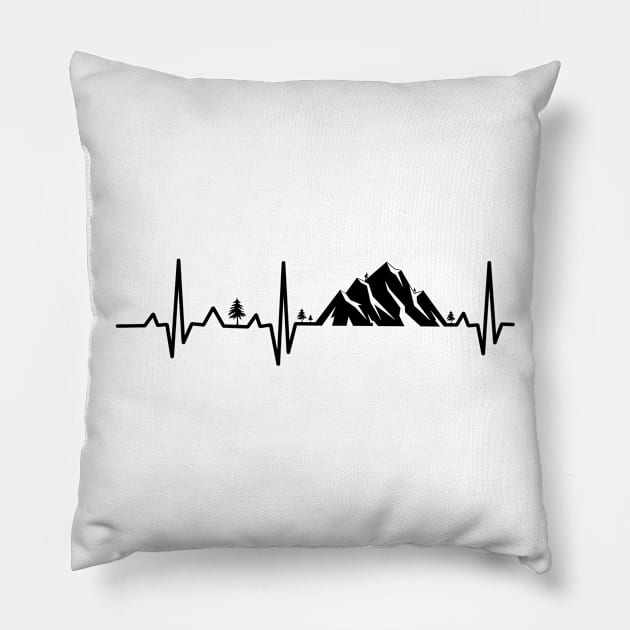 'Hiking Heartbeat Mountain' Awesome Mountain Gift Pillow by ourwackyhome