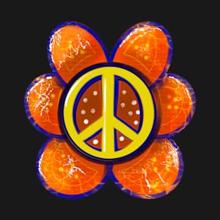 The Peace sign in orange flower hippy retro hippie Grunge T-Shirt