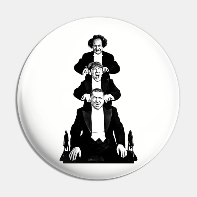 The Three Stooges - Vintage 80s // Pencil Drawing Style Pin by idontwannawait