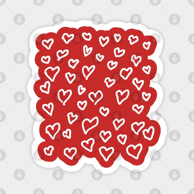 Hand Drawn Hearts Pattern Magnet by Creatifly Graphic Tees