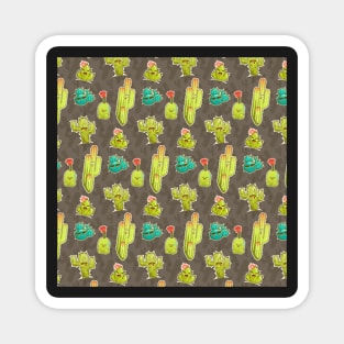 Vector Chibi Succulent Pattern Magnet