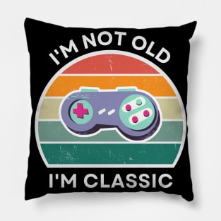 I'm not old, I'm Classic | Game Controller | Retro Hardware | Vintage Sunset | '80s '90s Video Gaming Pillow