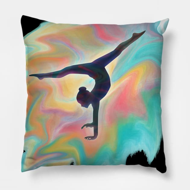 Watercolor Swirl Dancer - Gymnast - Acro Dancer Pillow by XanderWitch Creative