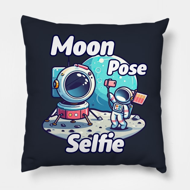 Cute Moon Pose Selfie Pillow by Yonbdl