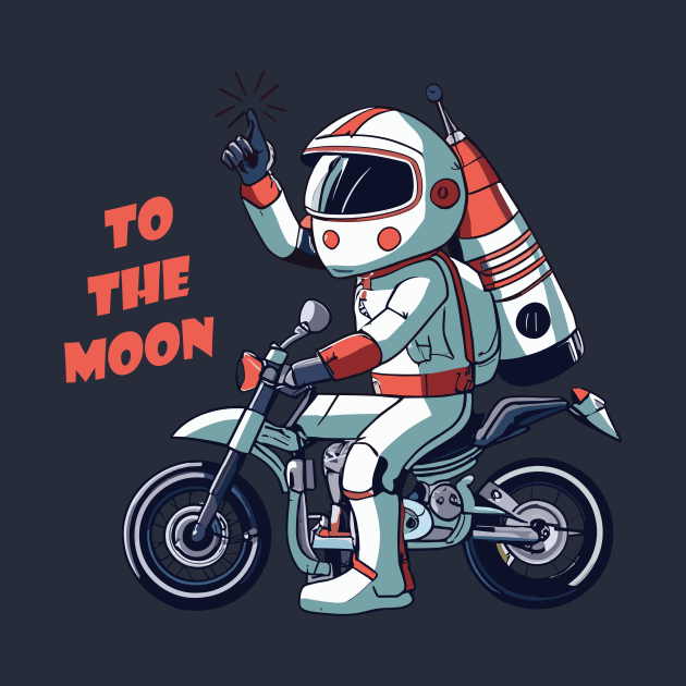 kid astronaut on bike - to the moon by Kingrocker Clothing