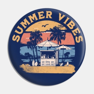 Summer Vibes - Palm Trees Beach Retro Tropical Summer Pin