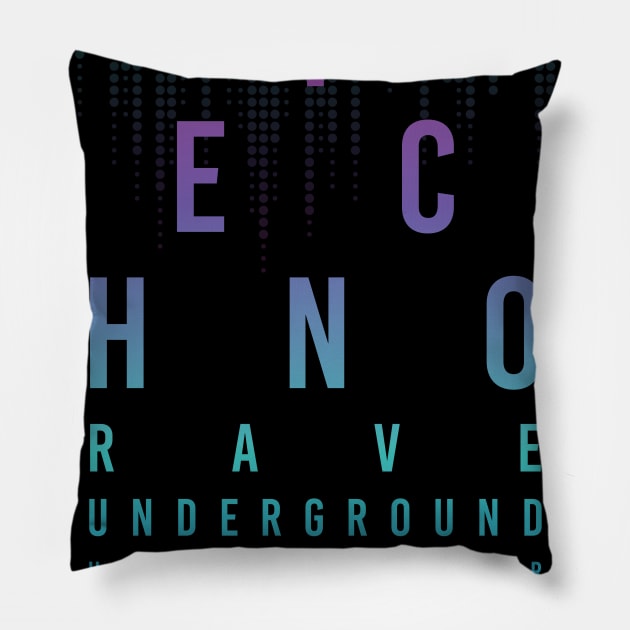 Techno Rave Faster Hardstyle Pillow by avshirtnation