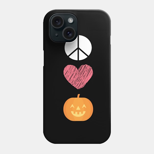 Peace Love And Pumpkin Cute Design Phone Case by TANSHAMAYA