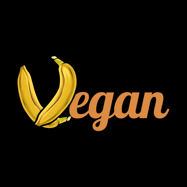 Bananas Forming Letter V Of Vegan by SinBle