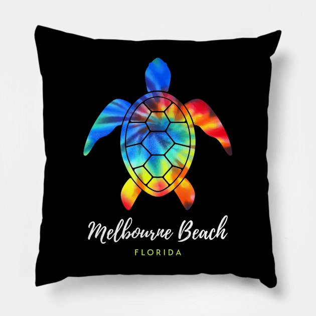 Melbourne Beach Florida Sea Turtle Conservation Tie Dye Pillow by TGKelly