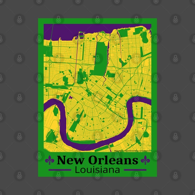 New Orleans Map - Mardi Gras Colors by ObscureDesigns