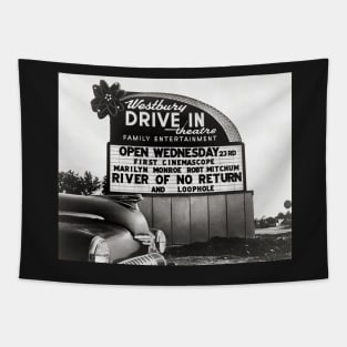 Drive-In Theater, 1954. Vintage Photo Tapestry