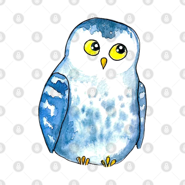 Snow Owl Watercolor by WatercolArt