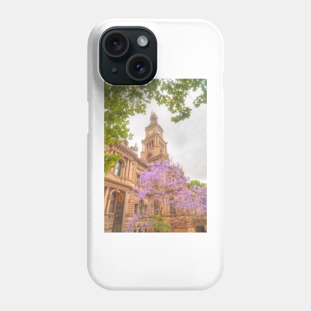 Sydney Town Hall with jacaranda Phone Case by Michaelm43