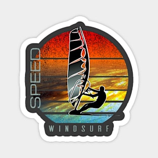 windsurfer planing at sunset over ocean waves Magnet