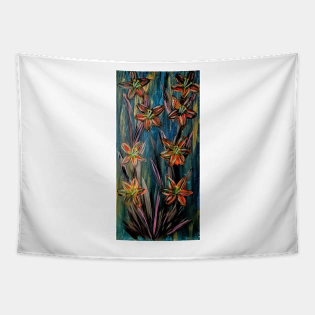 Some lillys growing wild in a field I loved how's these turned out I was playing with colors Tapestry by kkartwork